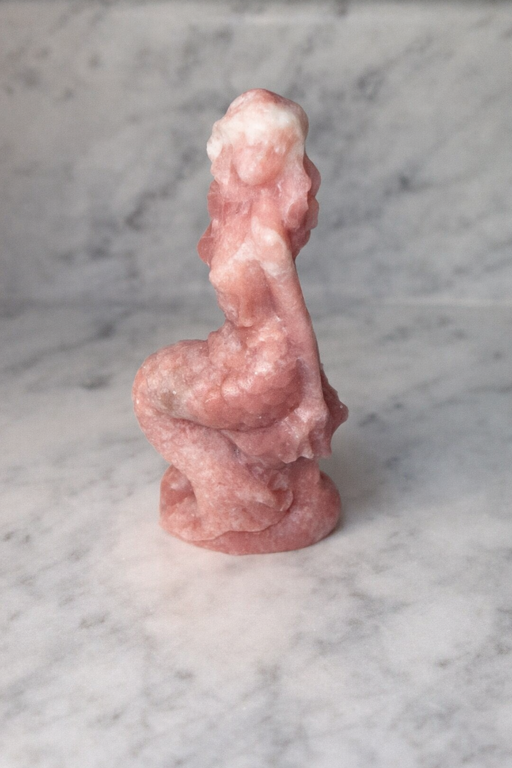 Pink Opal Mermaid Carving