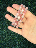 Clear Quartz, Pink Opal, Rhodonite Bracelet